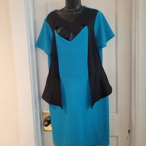 Black and blue peplum Ashley Stewart dress 18/20